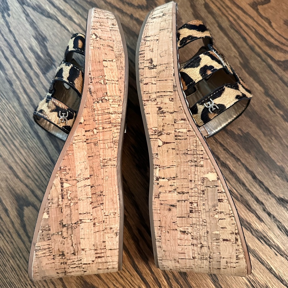 Sam Edelman wedge sandals, Leopard print, Size 8.5 - Picture 2 of 5